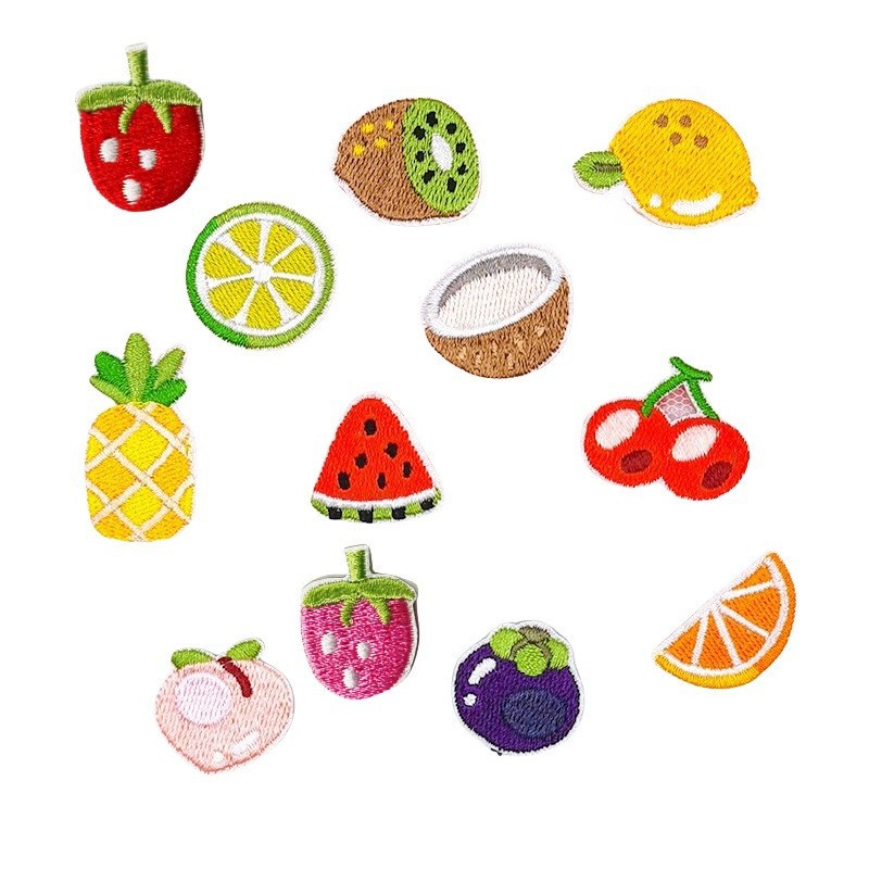 Zhinuo bordado de la computadora de dibujos animados de frutas bordado pegatinas accesorios de bricolaje Ropa Decoración parche Pegatinas de tela lindo autoadhesivo