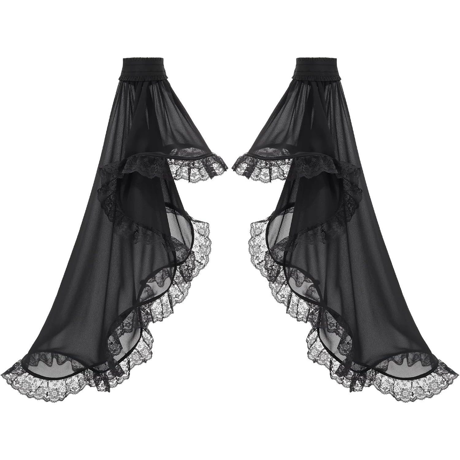 Тонкий шифоновый кружевной топ с белыми рукавами, черный мехоносец? , Gothic, Lolita стиль