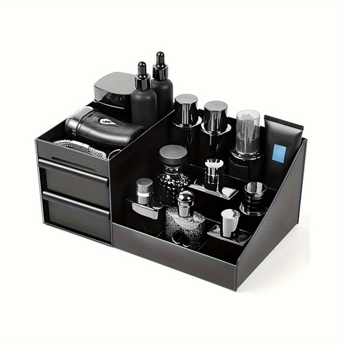 Desk cosmetic storage organizer black storage box with drawers bathroom cosmetic shelf lipstick box