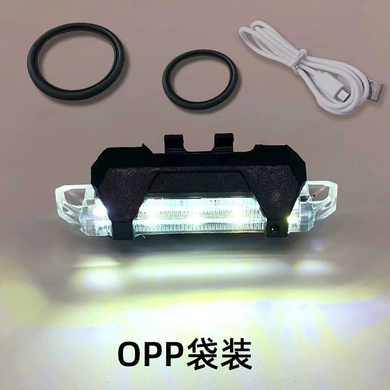 Transfronteriza bicicleta de montaña luz trasera de carga USB luz de advertencia equipo de conducción nocturna accesorios resaltan 5LED blanco inteligente