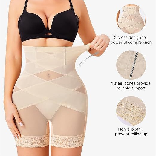 Plus-Size Shaping Tummy Control Pants, Postpartum Shapewear, Waist-Cinching Butt-Lifting Boxer Shorts, Butt-Enhancing Body Shaping Lace Shapewear