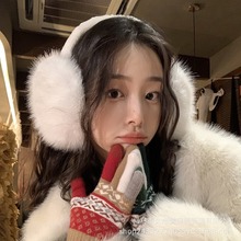 冬季狐狸耳套白色毛绒耳罩护耳保暖防风耳包捂子可爱防冻防寒耳暖