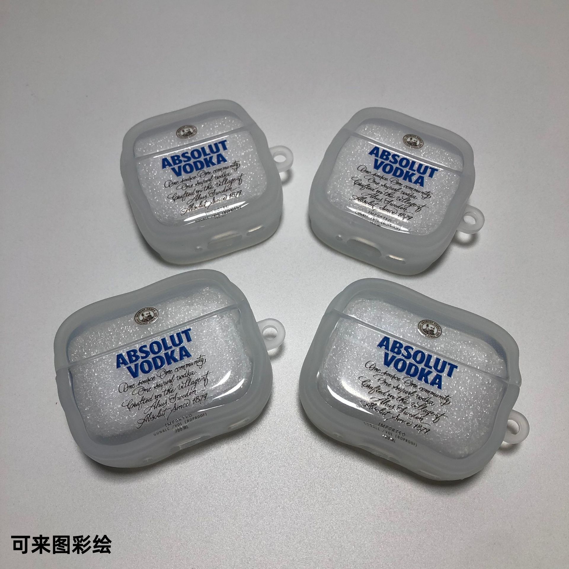 伏特加苹果耳机保护套airpods1234Pro23奶油纹tpu壳可来图彩绘
