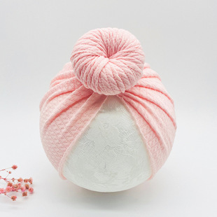 European and American Autumn and Winter New Pit Solid Color Donut Baby India Hat Children's Hat Ball Head Baby Pullover Cap