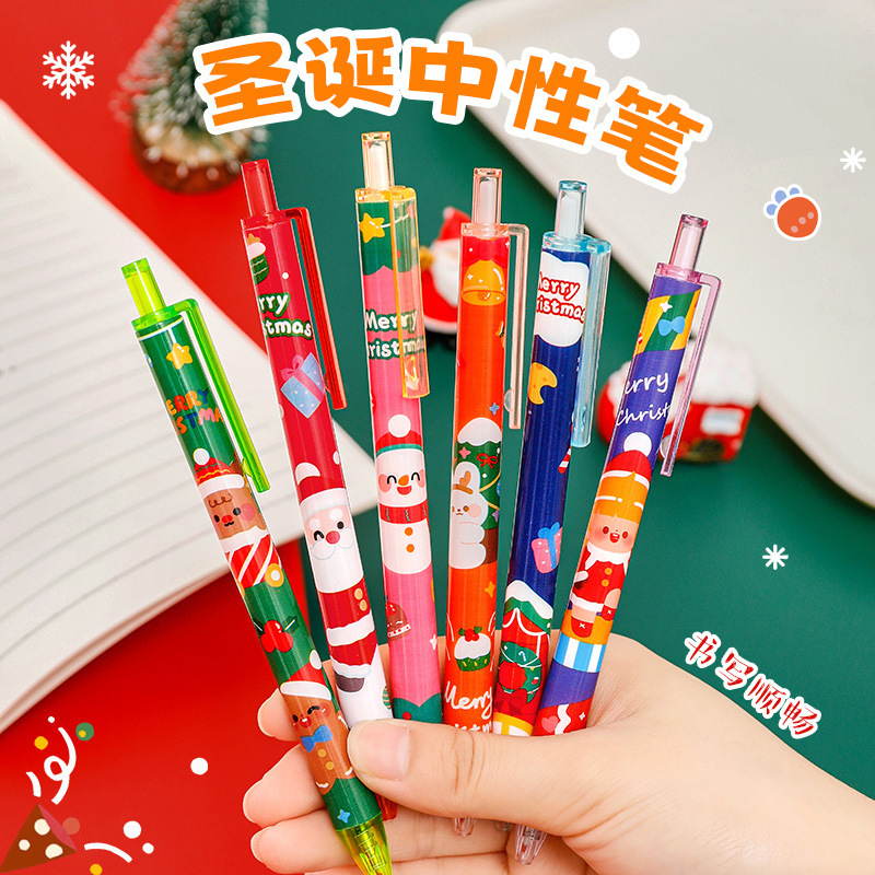 Hangsu オリジナルクリスマスプレスゲルペンかわいいクリスマス文具漫画署名ペン試験筆記ペン|undefined