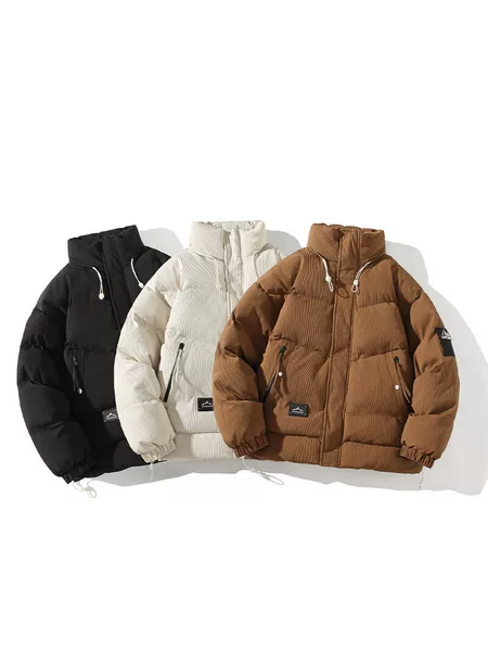 Early winter hooded thickened cotton coat for men, loose-fitting, warm, casual, versatile, slimming, and trendy