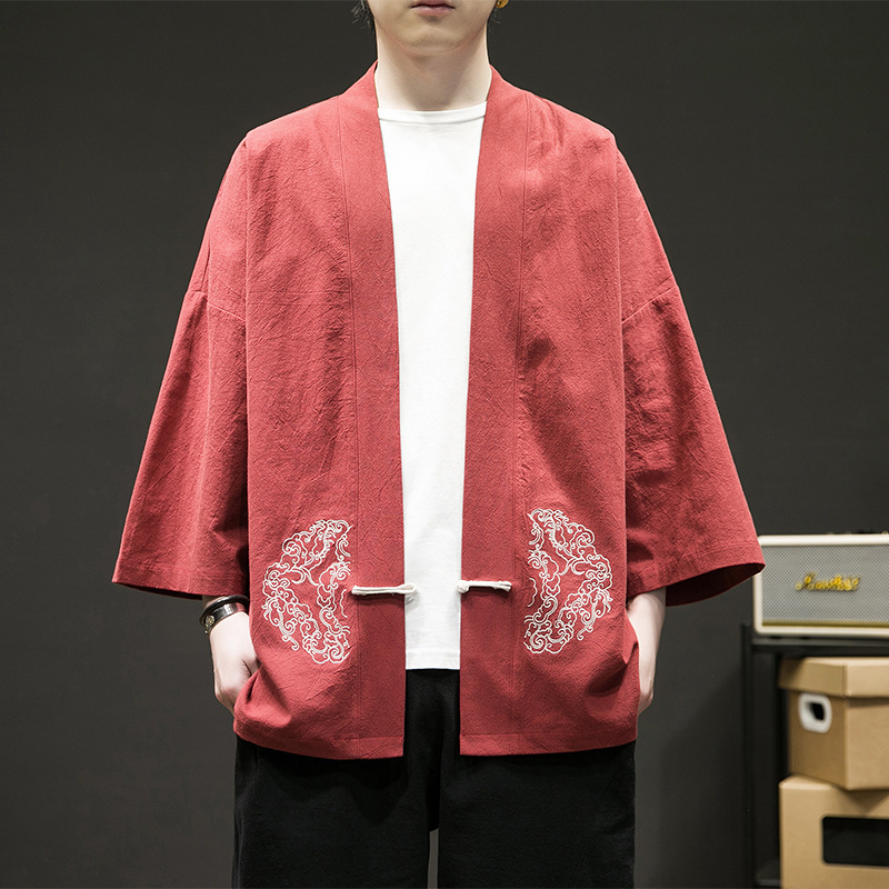 Chinese style Hanfu cardigan embroidered buckle sunscreen e-commerce A100-731-p50 men's loose limit 68