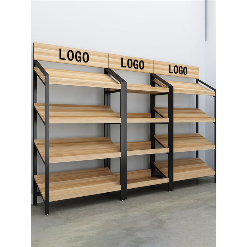 货架置物架化妆品展示柜商场鞋店红酒超市水果零食样品斜面陈列架