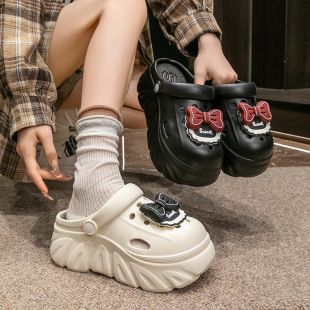 Croc Shoes Thick-Soled Summer New Eva Hole-In-The-Wall Slippers to Increase Outer Wear Non-Slip Beach Clogs for Women