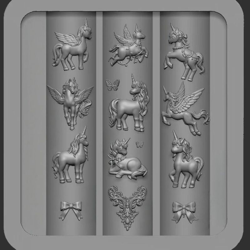 New Nail Art Mold Pony Flying Horse Unicorn Carousel Horse Year of the Horse Cute Nail Art Silicone Mold