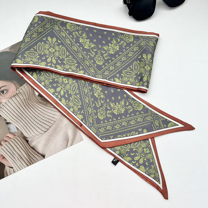 Bufandas de seda de ángulo oblicuo 2025 nuevo bufandas de diamante retrógrado decoración multifuncional de ángulo agudo moda bufandas largas correa de pelo