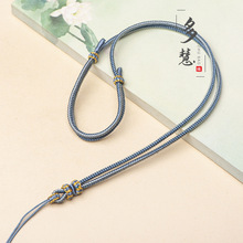 手工编织莲花座翡翠平安扣玉佩双色吊坠挂绳男女款可调节项链绳子