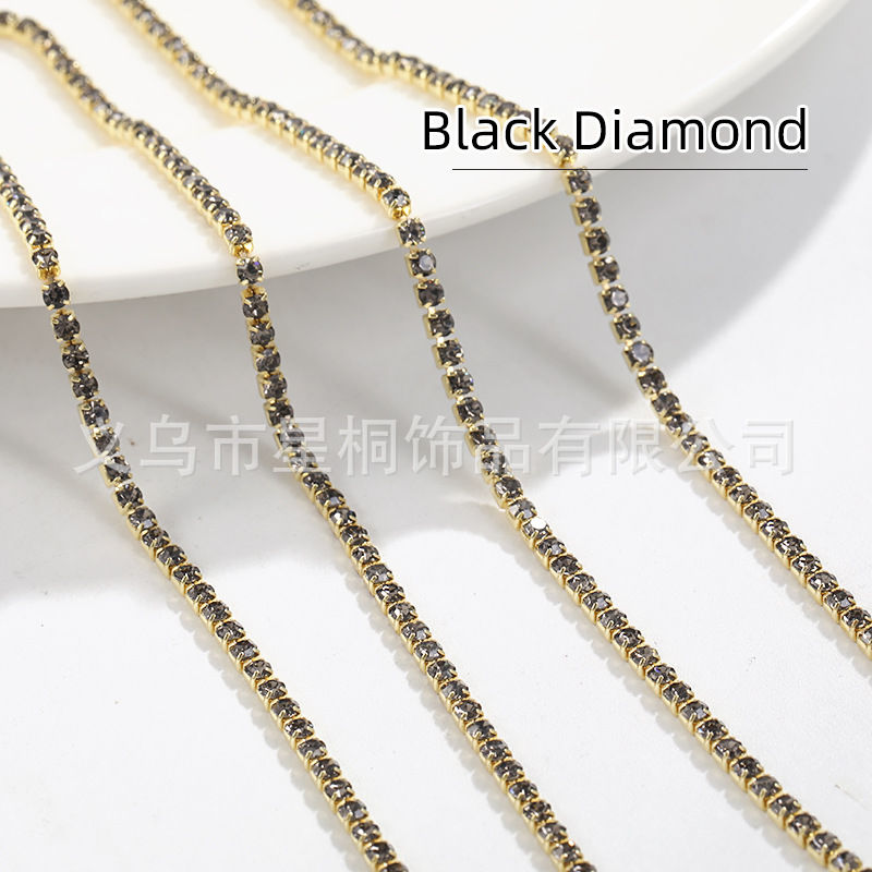 Ventas directas transfronterizas 2mm-3mm fondo de cobre color cuatro esquinas cadena de garras cadena de diamantes densa ropa de bricolaje accesorios para vestidos de novia