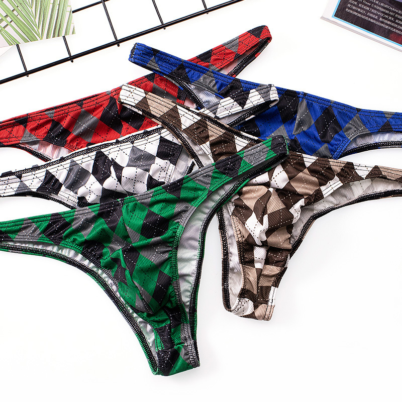 New Men's Underwear Printed Rowan Thin Ice Silk Quick-Drying Small Triangle Bikini Youth Skin-Friendly Sexy Boys Low Waist