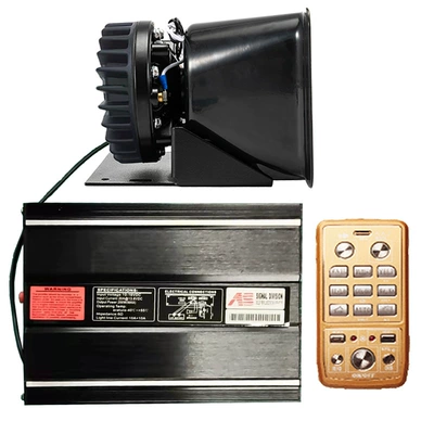 Wireless car siren and megaphone, 200W vehicle-mounted alarm with high-pitched speaker, AS7200NG + square-shaped speaker with heat dissipation