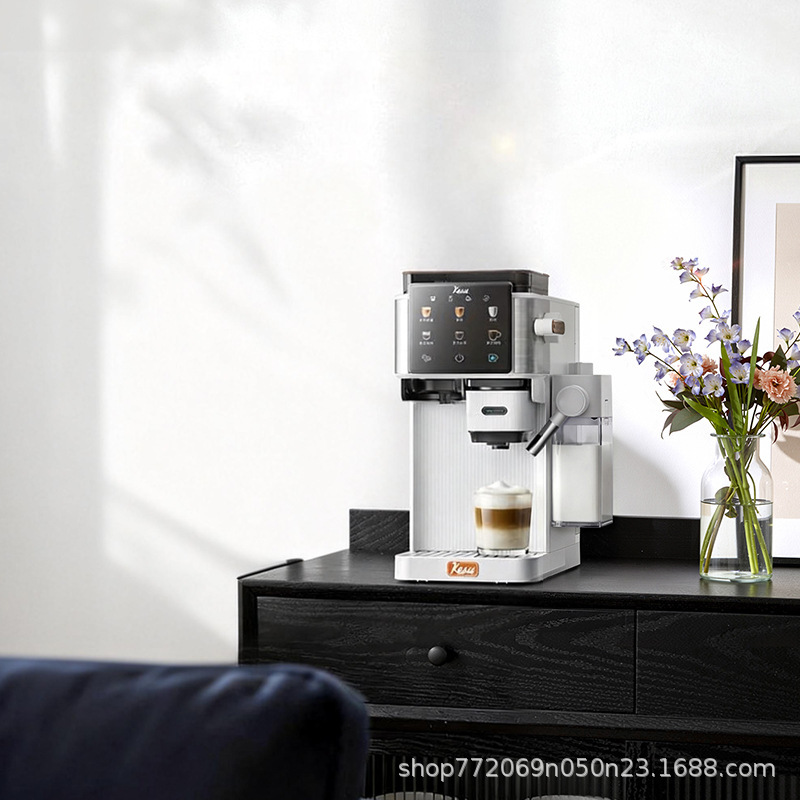 Kesu E01 square coffee machine, Italian semi-automatic, small, fully automatic, with milk frothing and grinding functions, for home use Kesu E01 square coffee machine, Italian semi-automatic, small, fully automatic, with milk frothing and grinding functions, for home use