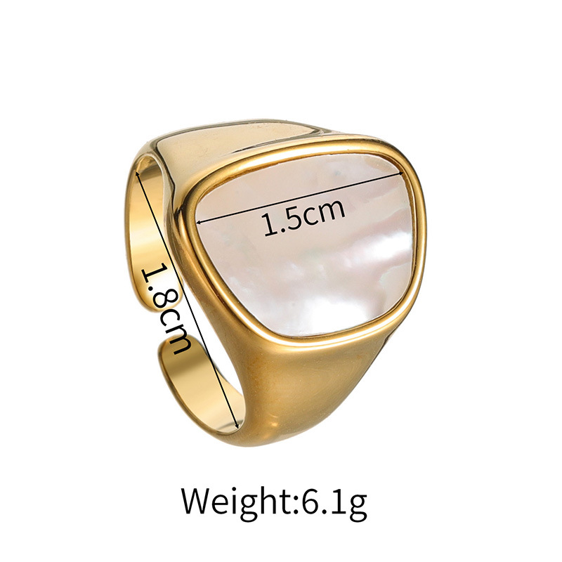 9g Weight PVD Coated Gold Plating Process Wholesale Jewelry Retro Color Block 304 Stainless Steel Plating Rings