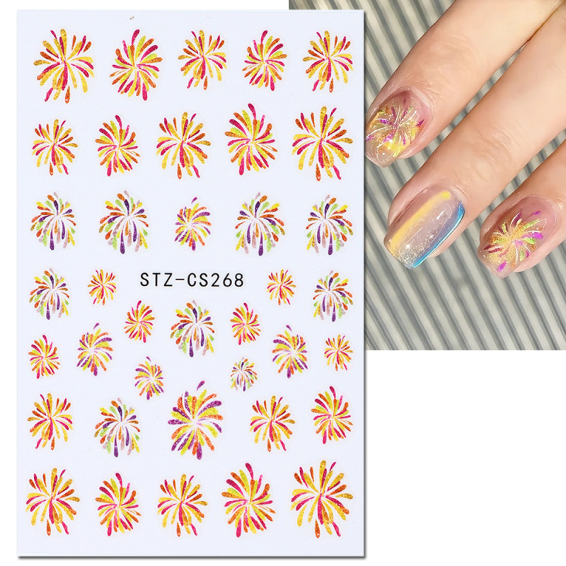 新商品のネット紅新春龍年ネイルシール3d虹花火炎のバックゴム爪貼り卸売りnail|undefined