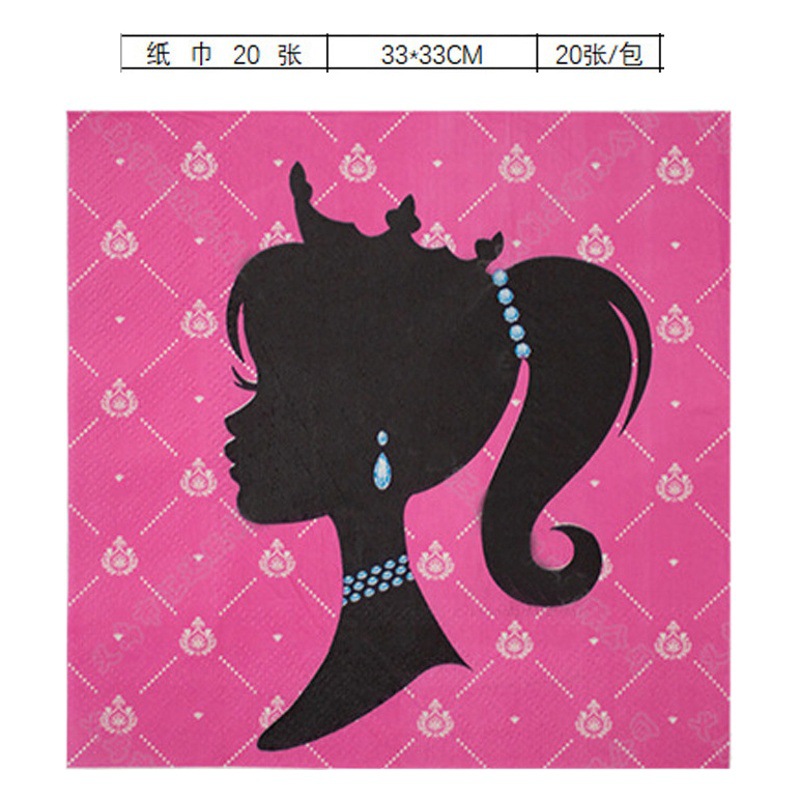 Barbie Rosa Barbie chica tema Fiesta decoración plato de papel taza tejido Amazon vajilla traje