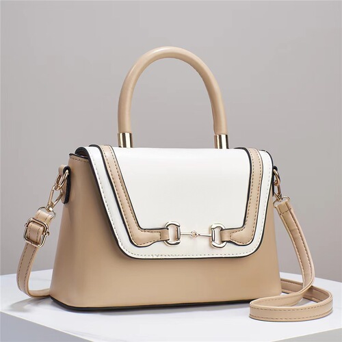  New Internet Celebrity Contrast Color Genuine Leather Style Fashionable Flip Shoulder Crossbody Cross-border Cute Women’s Bag Big Bag