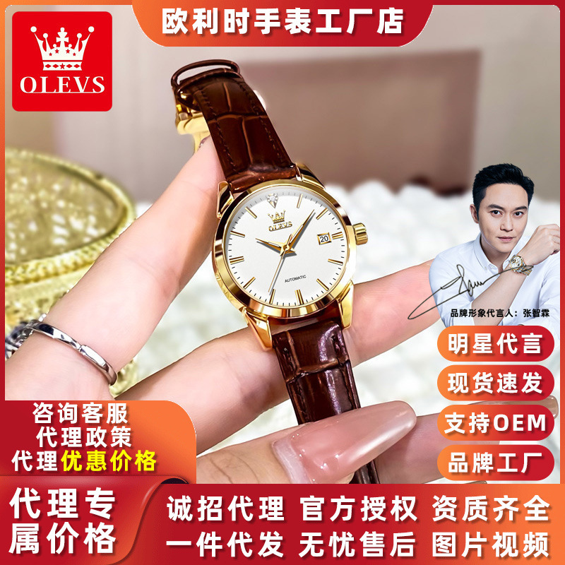 Dropshipping Oris Wholesale Simple Classic Fashion Mechanical Watch Women's Waterproof Leather Strap Women's Watch Women's Watch