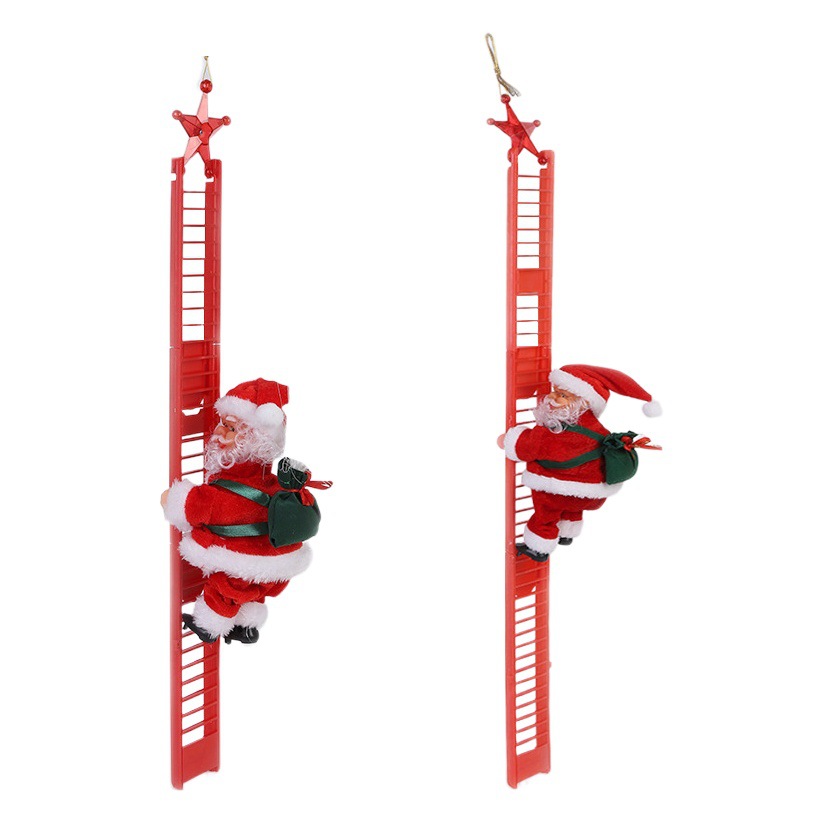 Eléctrica Santa Claus escalada cuentas escalada escalera muñeca de Navidad música viejo regalo de Navidad juguete escalada cuerda eléctrica viejo