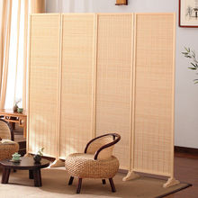 竹藤屏风实木屏障隔板隔断栏竹编简易卧室客厅移动折叠遮挡板间隔