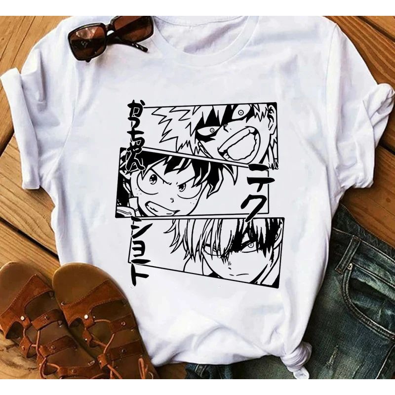 Japanese anime my hero academia graphics plain print Woman summer…