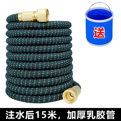 High pressure car wash water gun watering plants, washing cars, and preventing bursting - black-and-blue-version-after-filling-with-water-15m-thickened-latex-water-hose-no-water-gun-before-filling-with-water-5m