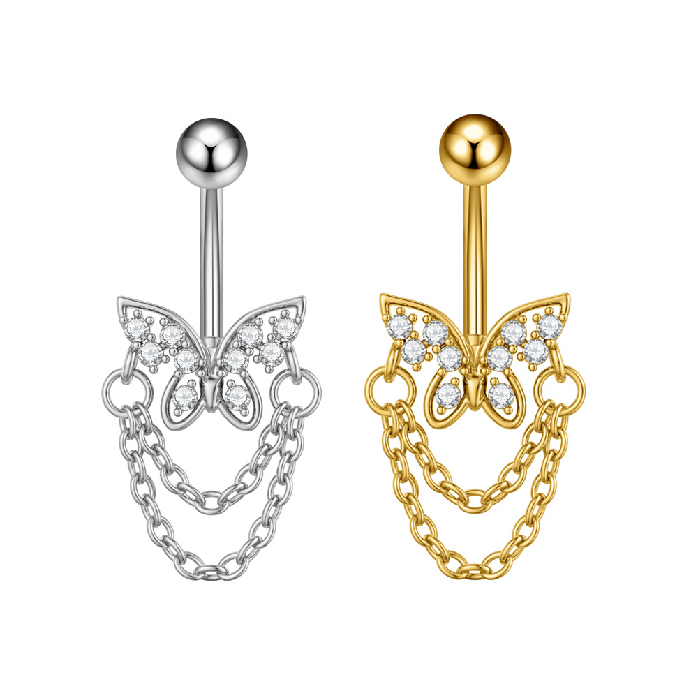 5g Weight Zircon Inlay Material Belly Ring Classification 1 Piece Quantity Casual, Bar Occasion 316 Stainless Steel Material Star, Flower, Butterfly Pattern All Seasons Season Unisex Gender Plating Design Hip-Hop, Simple Style, Cool Style Style 1 Piece 316 Stainless Steel Zircon Belly Rings Star Flower Butterfly Unisex 31