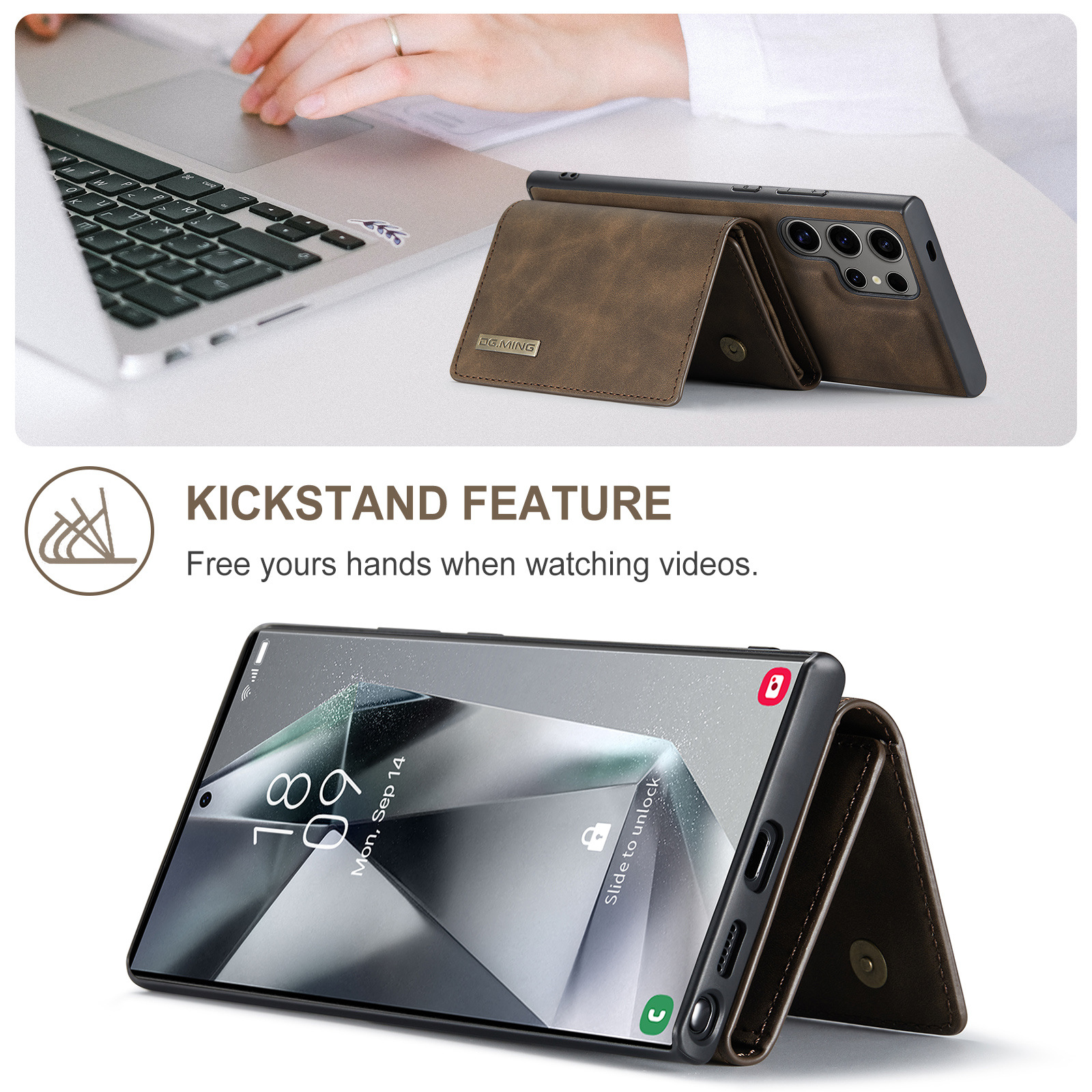 M1 für Samsung S24 Ultra Multifunktions-Geldbörsen-Schutzhülle S23 Ultra Magnetische geteilte Geldbörsen-Lederhülle_voghion.com