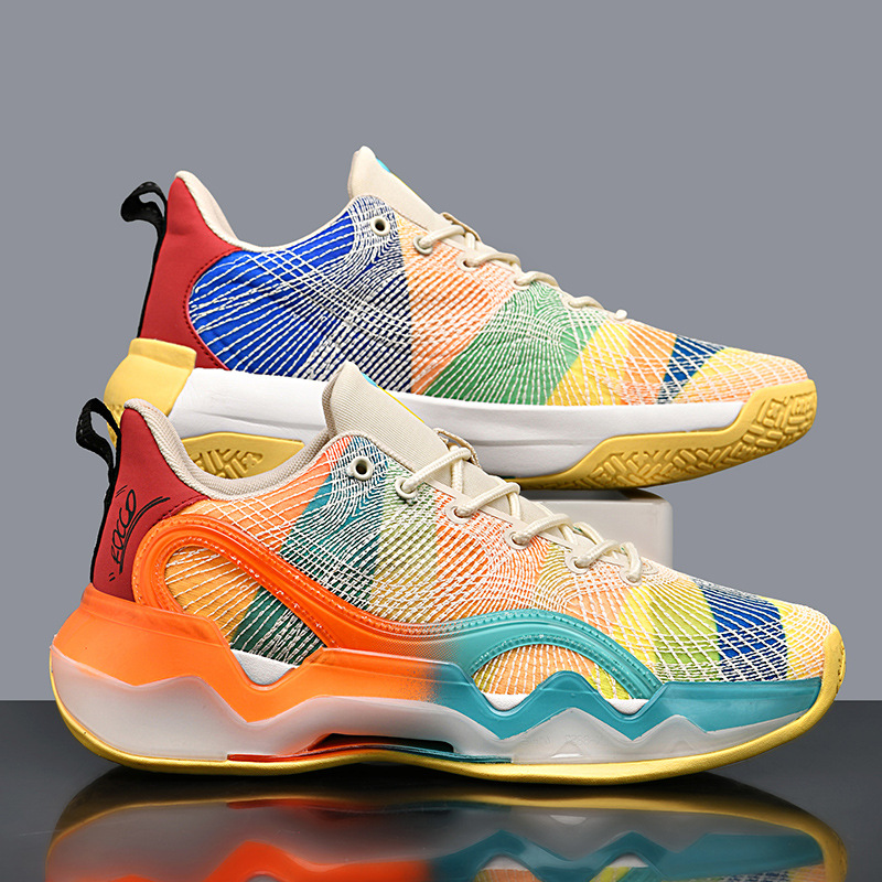 Shuihua 7ma generación malla transpirable antideslizante escotado zapatos de baloncesto de combate real hombres y mujeres amortiguadores y resistentes al desgaste pareja zapatos deportivos casuales