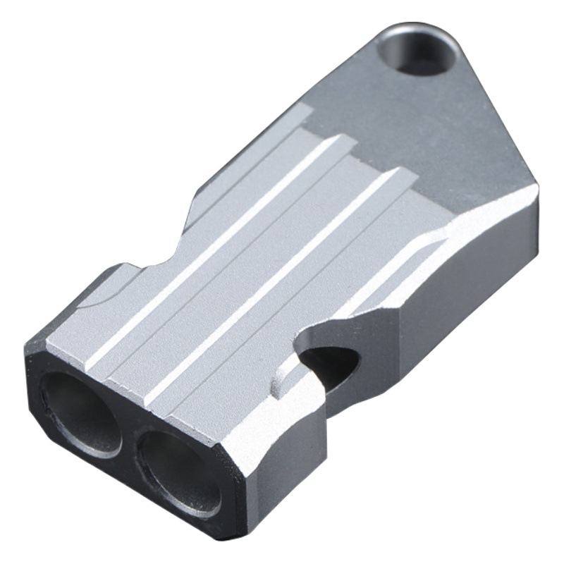 Cross-Border Aluminum Alloy Double-Tube Whistle Factory Wholesale High-Frequency Portable Adventure Survival Metal Whistle Outdoor Survival