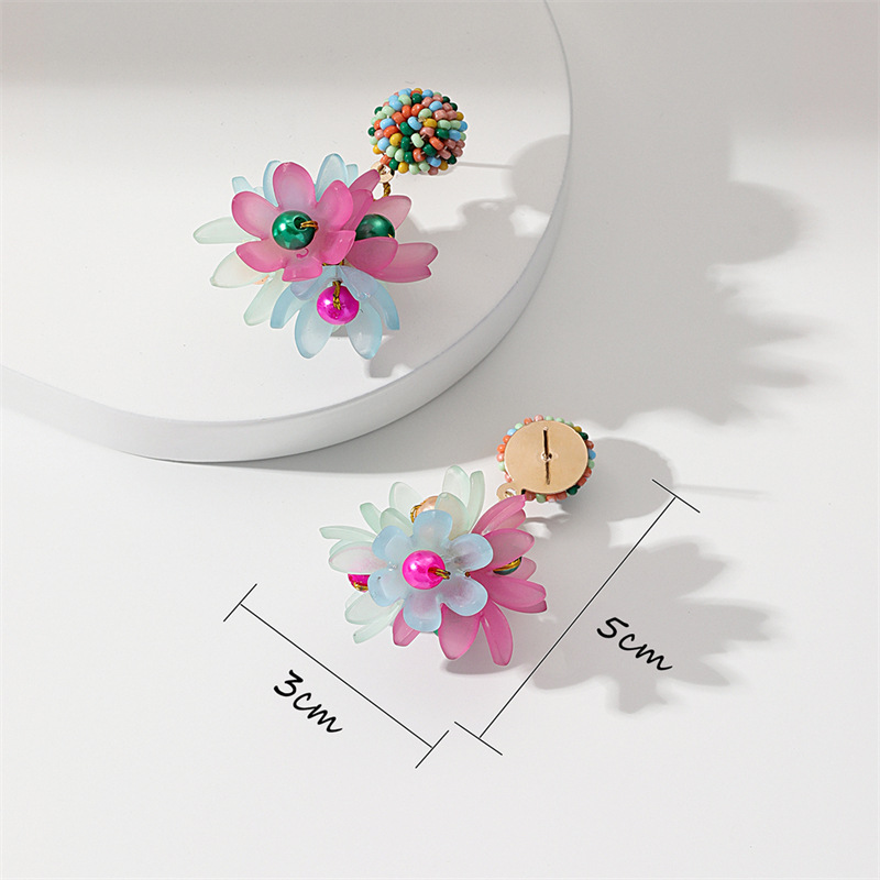 Flower Pattern Women'S Gender 1 Pair Elegant Flower Arylic Alloy Earrings