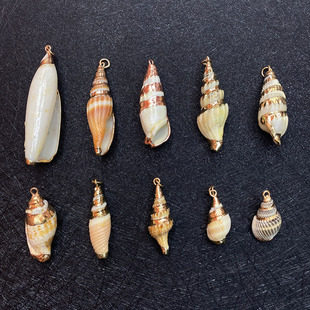Natural shell conch pendant electroplated 3D sea water shell aquarium fish tank decoration handmade DIY jewelry accessories