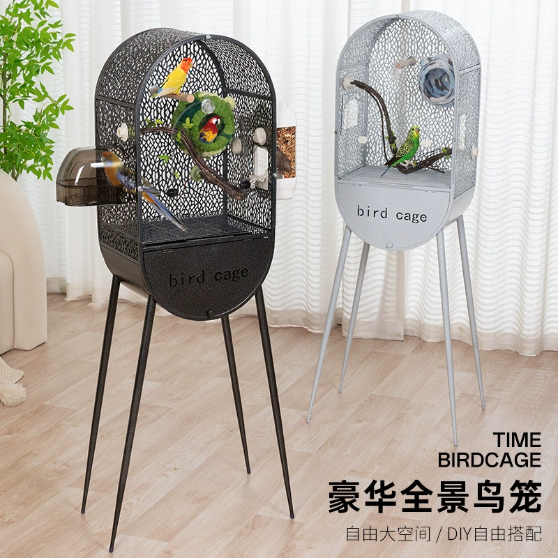 Птичья клетка в европейском стиле, тигровая шкура, попугай, пейзажная птичья клетка, черный феникс, пион, птица, вышитый глазами, большая вилла, птичья клетка, декоративная клетка