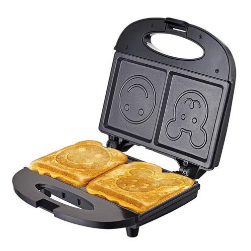 Cross-border SOKANY128 Sandwich Home Waffle Maker Smiling Face Cartoon Pattern Bread Baking Cute Toaster