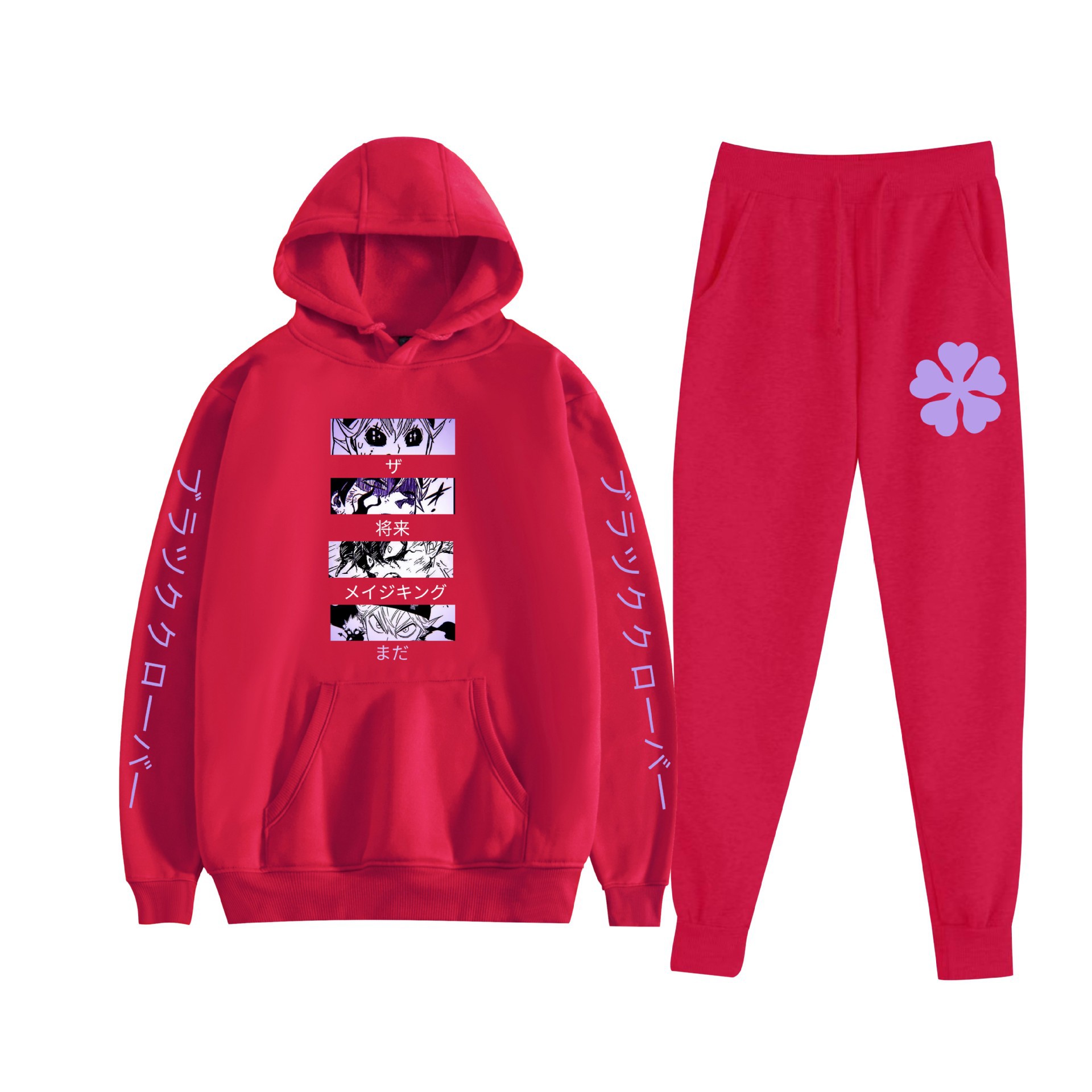 Comercio exterior nuevo estilo riman black trébol de cuatro hojas-Black Clover suéter con capucha corsés traje de dos piezas