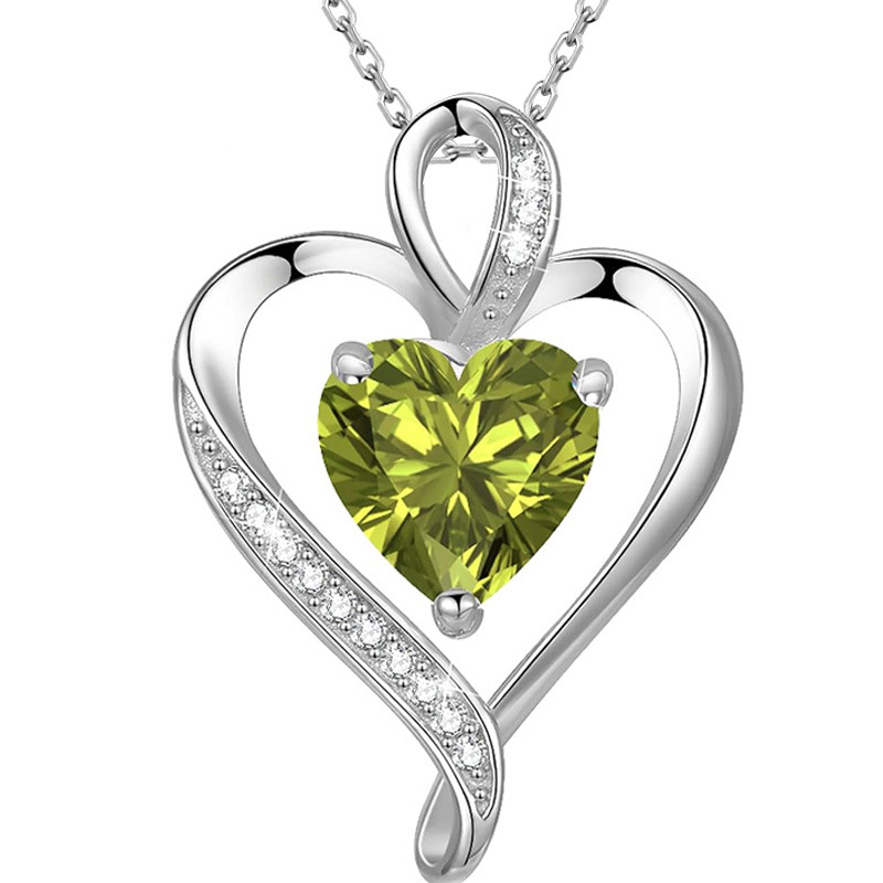 Heart Shaped Double Layer Necklace In Sterling Silver For Women_voghion.com