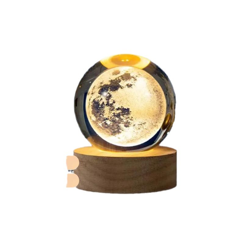 星空宇航员白水晶球发光3d内雕小夜灯桌面摆件七夕情人节礼纪念物