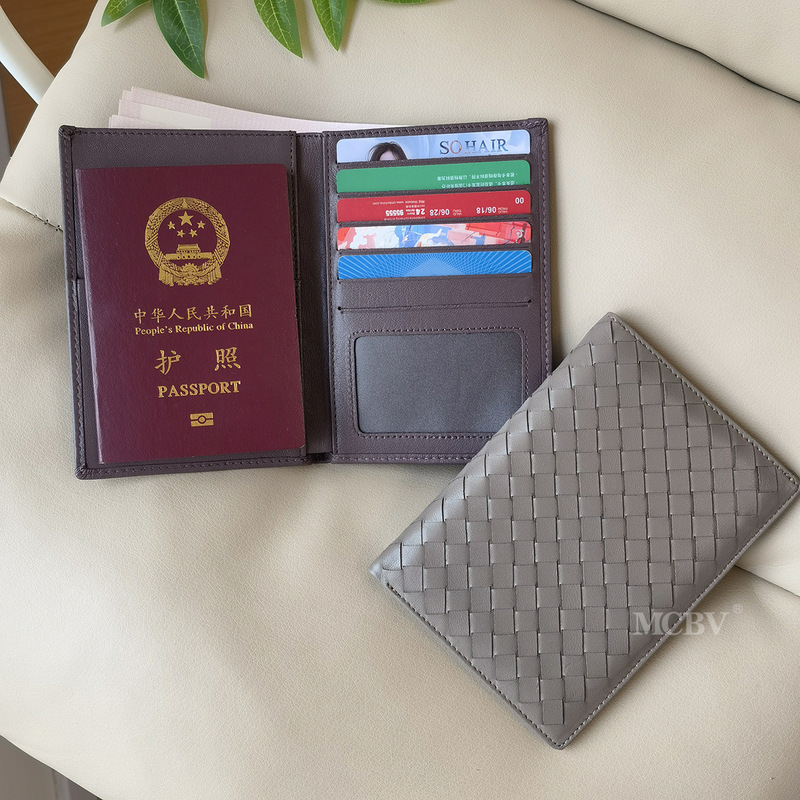 MCBV Sheepskin Hand-woven Genuine Leather Passbook Holder Card Bag ID Holder Card Holder Ticket Holder One-piece Practical Storage Bag Tide