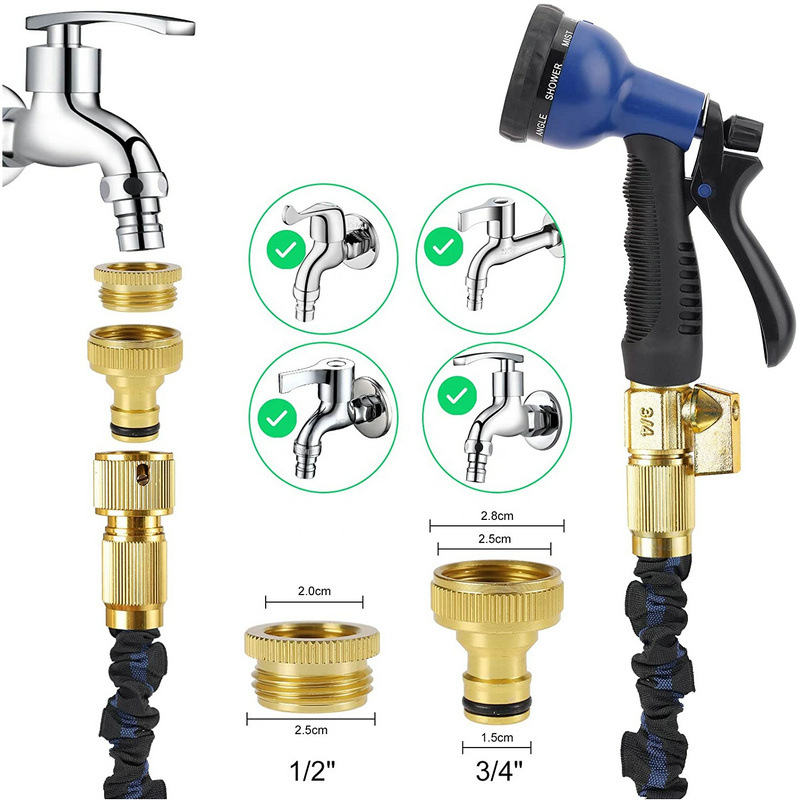 伸缩花园水管跨境品质 产品全检八功能水枪平纹水管三倍伸缩水管