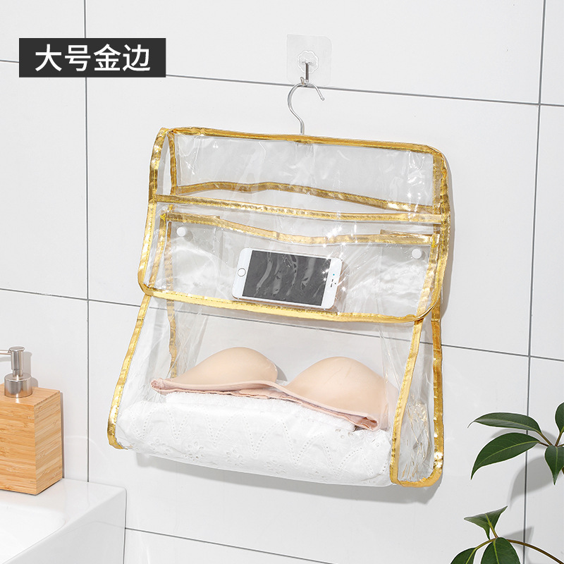 浴室収納吊り袋 PVC 防水シャワー衣類収納袋壁掛け透明浴室収納袋|undefined
