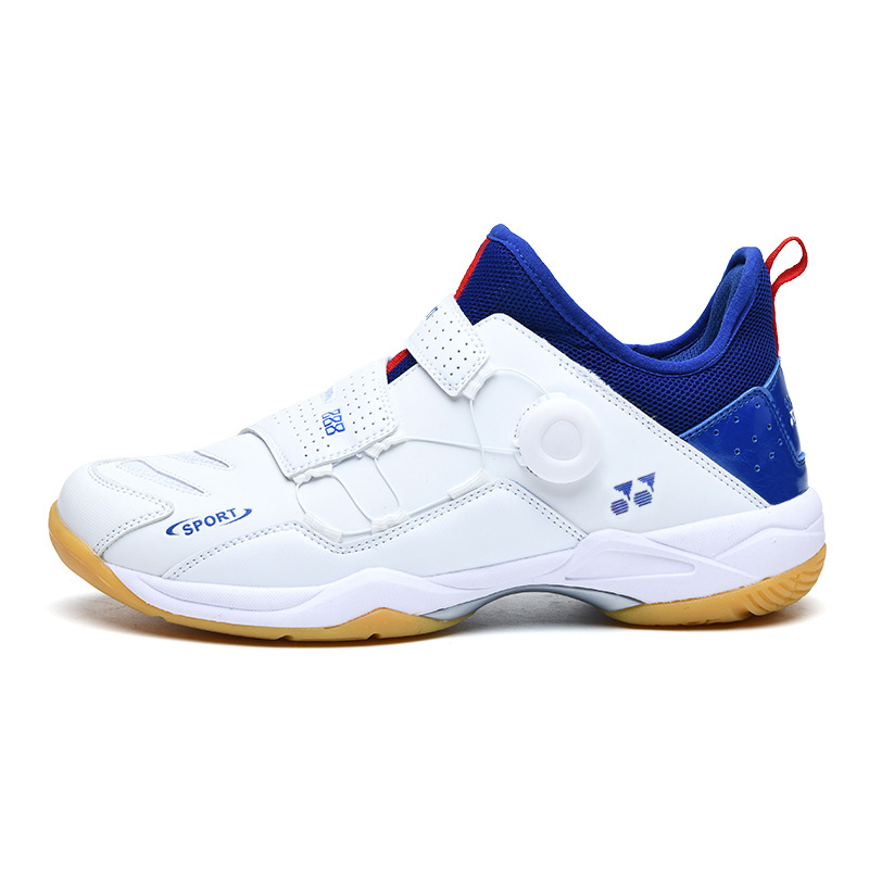 Fábrica al por mayor de nuevos zapatos de bádminton profesionales transfronterizos antideslizantes para hombres y mujeres botones rotativos zapatos de entrenamiento