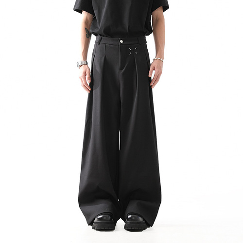 Cross-border Korean Magila cleanfit black trousers men's summer drooping loose casual professional suit trousers