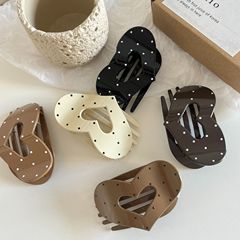 波点扁平椭圆爱心盘发鸭嘴夹发夹后脑勺盘发抓夹高级鲨鱼夹发饰