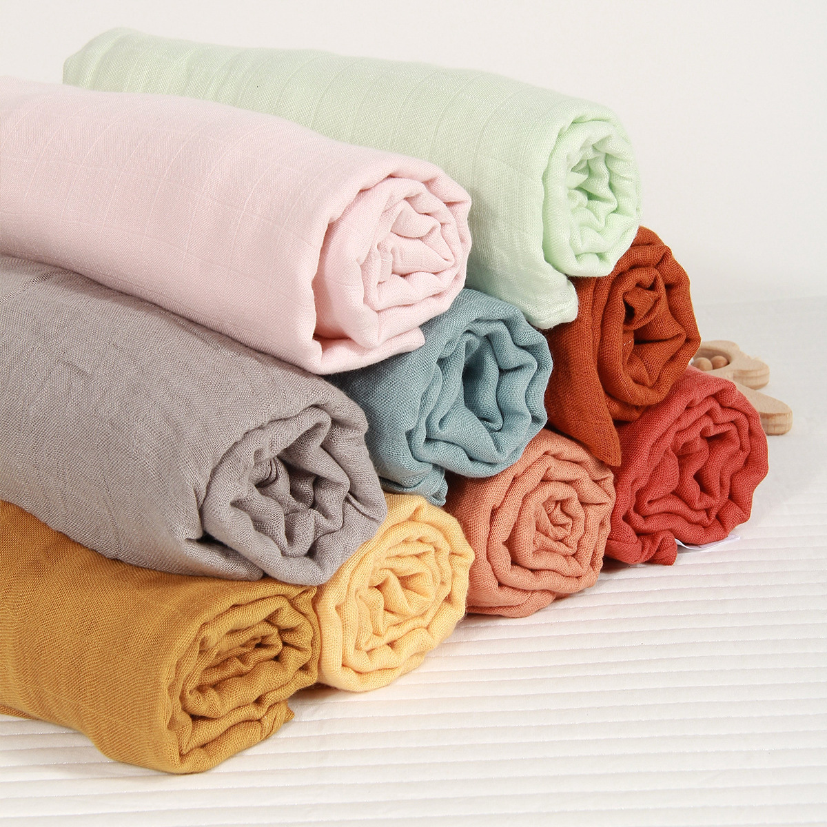 Cross-border Bamboo Cotton Solid Color Baby Bath Towel Newborn Cushion Baby Double Gauze Cover Blanket Children's Swaddling Towel