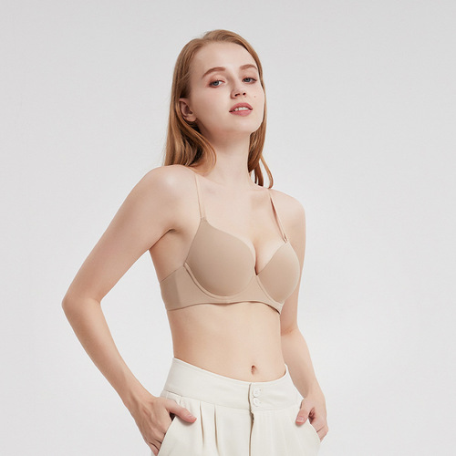 Summer cross-border best-selling simple glossy big breasts and smaller bra soft steel ring push-up anti-sagging bra set