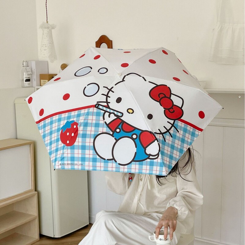 Authentic Hello Kitty Folding Umbrella, Portable Sun and Rain Umbrella for Students, Cute Cartoon Mini Black-Coated Ultra-Light Umbrella Authentic Hello Kitty Folding Umbrella, Portable Sun and Rain Umbrella for Students, Cute Cartoon Mini Black-Coated Ultra-Light Umbrella