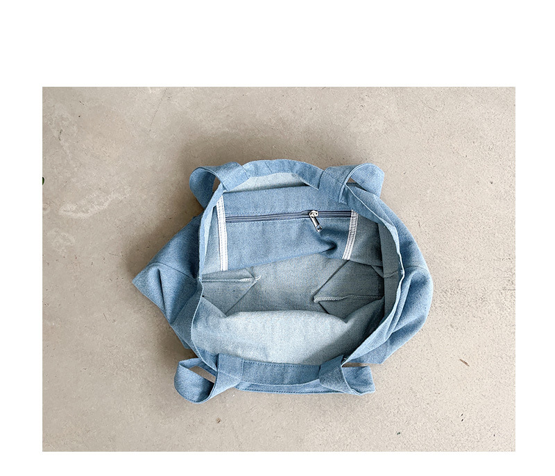 Women's Large Denim Letter Streetwear Open Shoulder Bag display picture 13